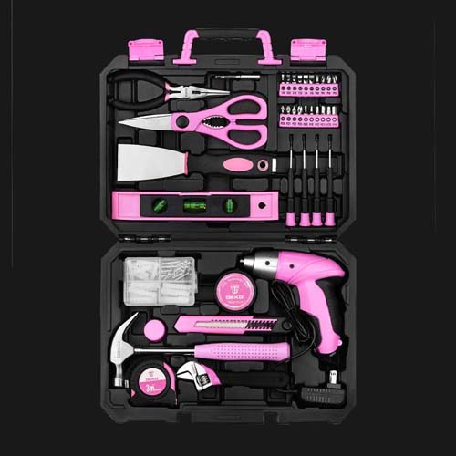 DEKO Pink 98 Pcs Household Hand Tool Kit